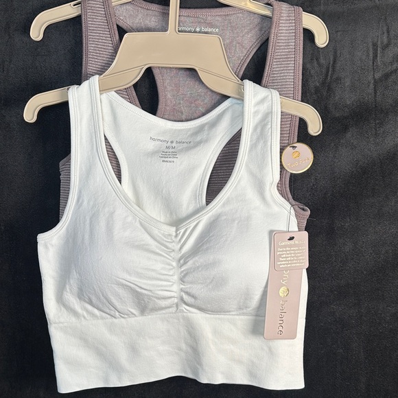 Harmony & Balance Ribbed Sports Bra - Mauve and White - Picture 8 of 14